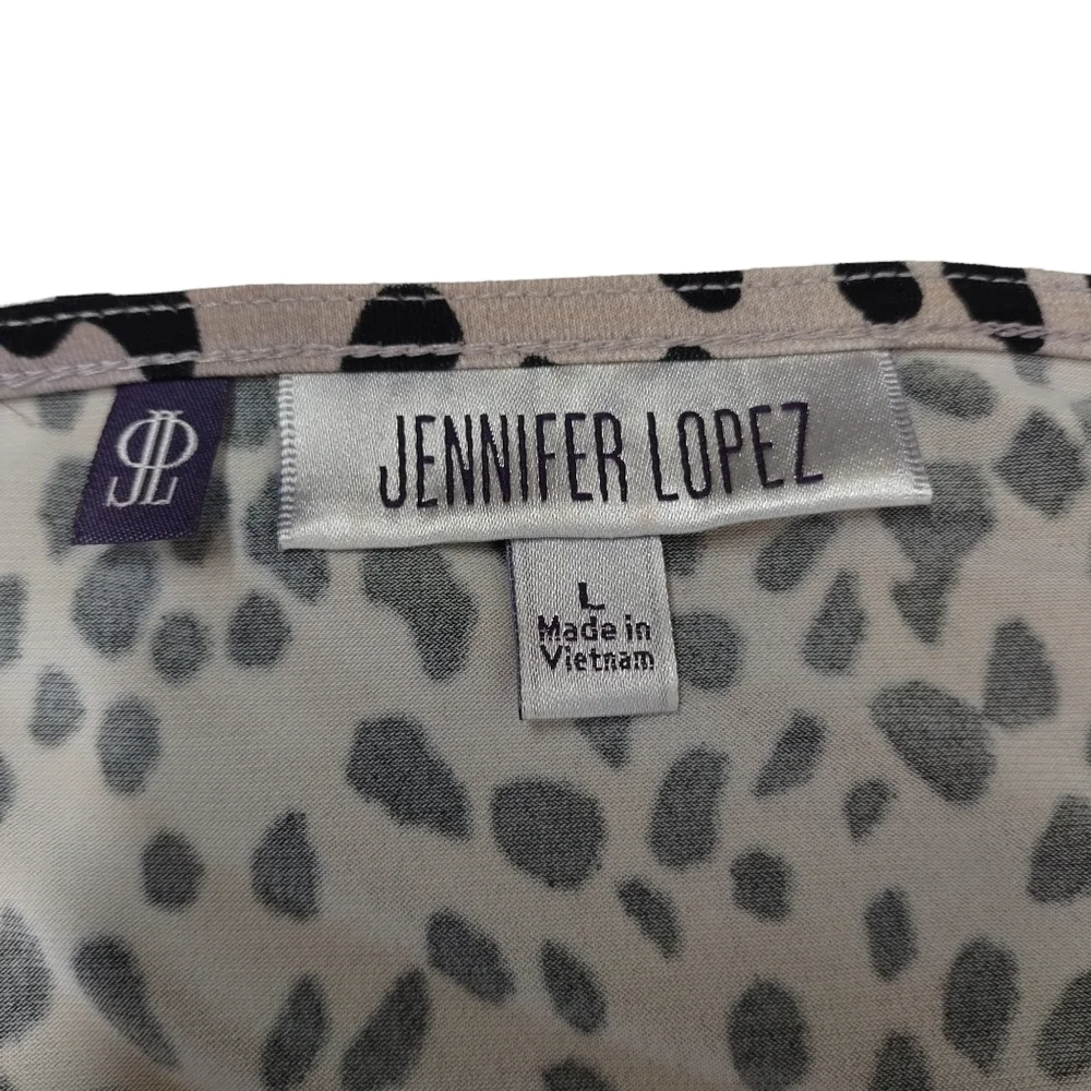 Jennifer Lopez Women's Leopard Print 3/4 Sleeves Stretch Bodycon Dress Size L